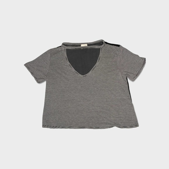 SILENCE + Noise Striped Cutout Choker Neck Crop Top Size Medium - Picture 1 of 5